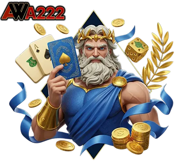 WAW222 เกมสล็อตออนไลน์ ภาพเทพเจ้าถือเหรียญทอง รายล้อมด้วยสัญลักษณ์เกมสล็อต ลุ้นโบนัสใหญ่ เล่นสนุกได้ตลอด 24 ชั่วโมง